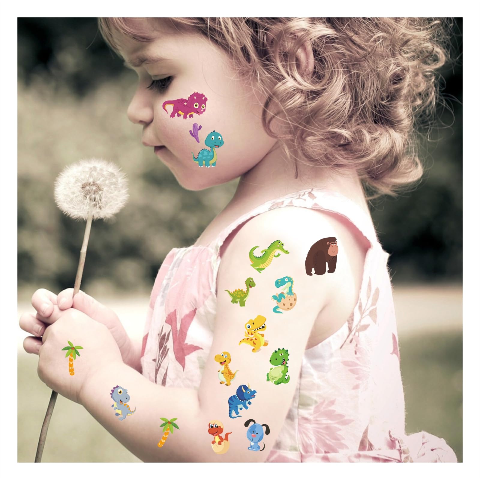 Womaha 6 Sheets Temporary Animals Tattoos for Kids Birthday Party Gifts 100 Fake Face Tattoo Stickers