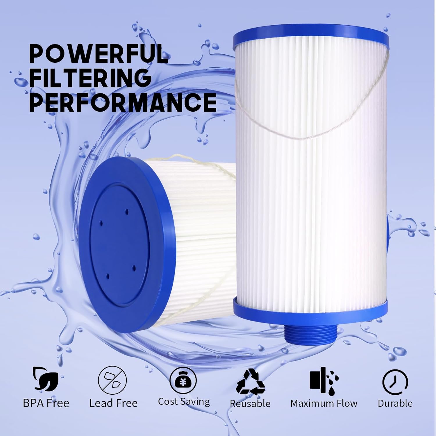 Hrozny Hot Tub Filter FC-2402,Spa Filter Compatible with Watkins 303279,5CH-37,PFF42TC-P4,78460, Lifesmart, AquaTerra, Fantasy, Freeflow, Simplicity, Bermuda, Aspire,Azure (2PCS)