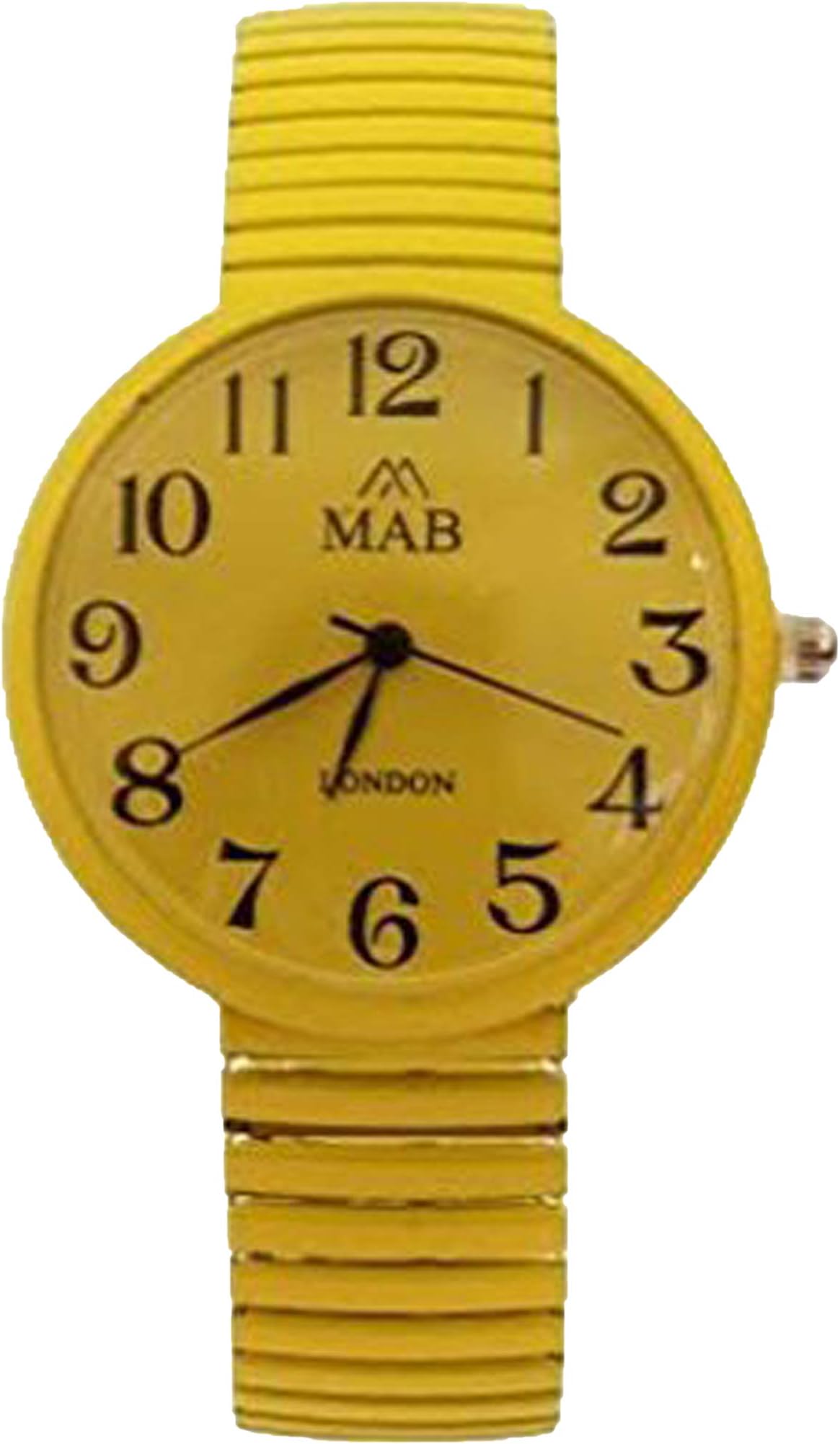 Unisex Yellow Coloured Expandable MAB Designer Fashion Metal Watch Round Extra Battery