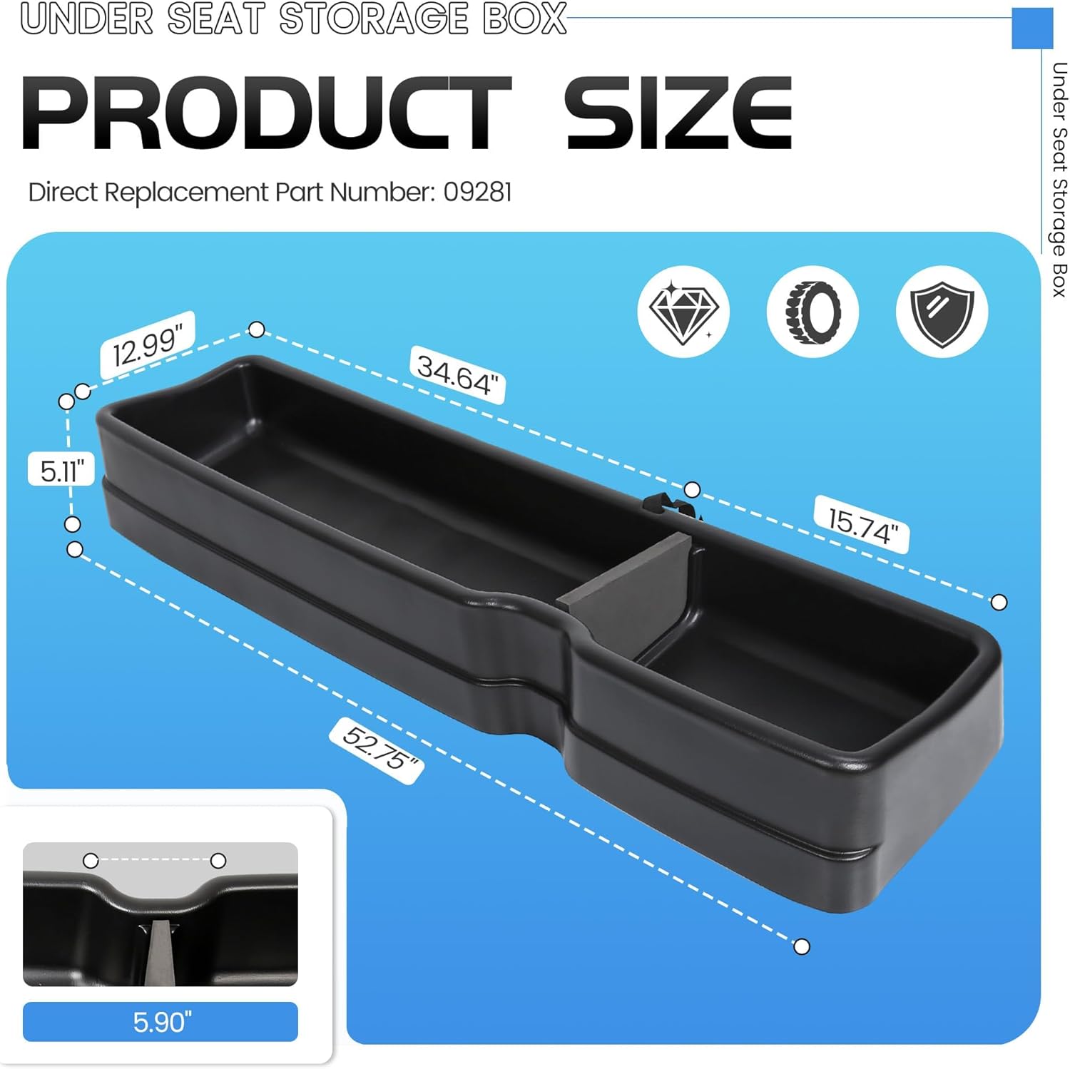 ECOTRIC Under Seat Storage Box Compatible with 2015-2024 Ford F150 SuperCrew Cab 2017-2024 F250 F350 F450 Crewcab Without Storage Box Rear Under Seat Cargo Organizer