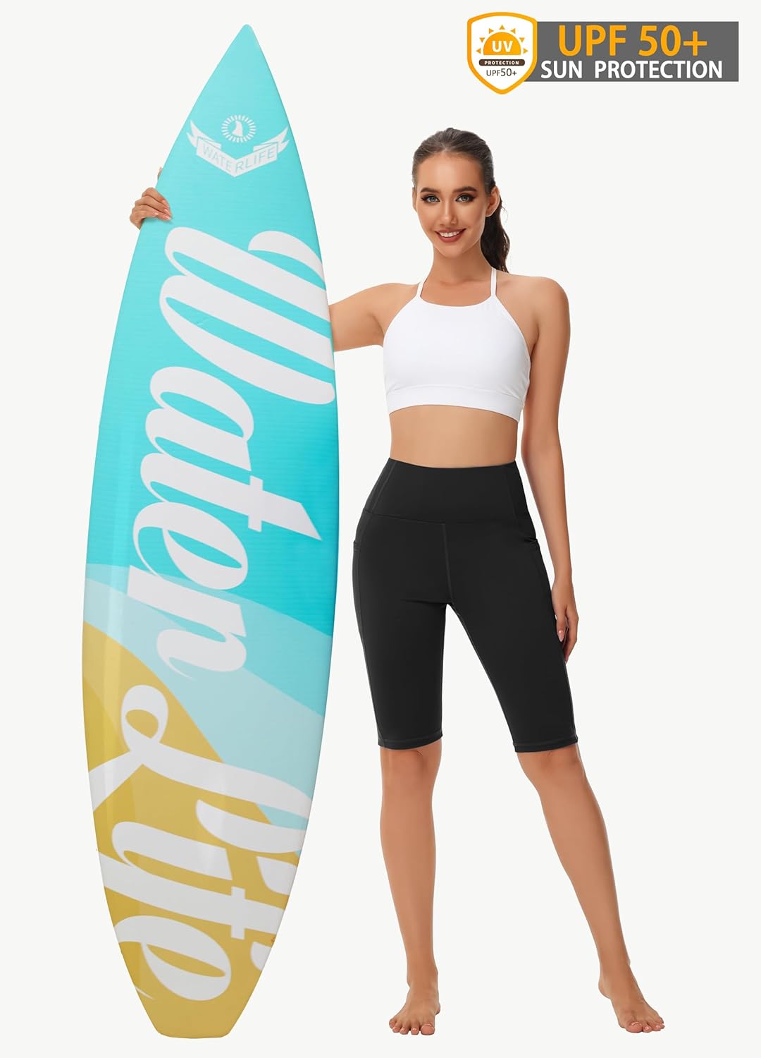 Women's High Waisted Long Swim Shorts - 5''/7''/9''/12" Tummy Control Swim Board Capris Bottoms Swimwear with Liner - Image 5