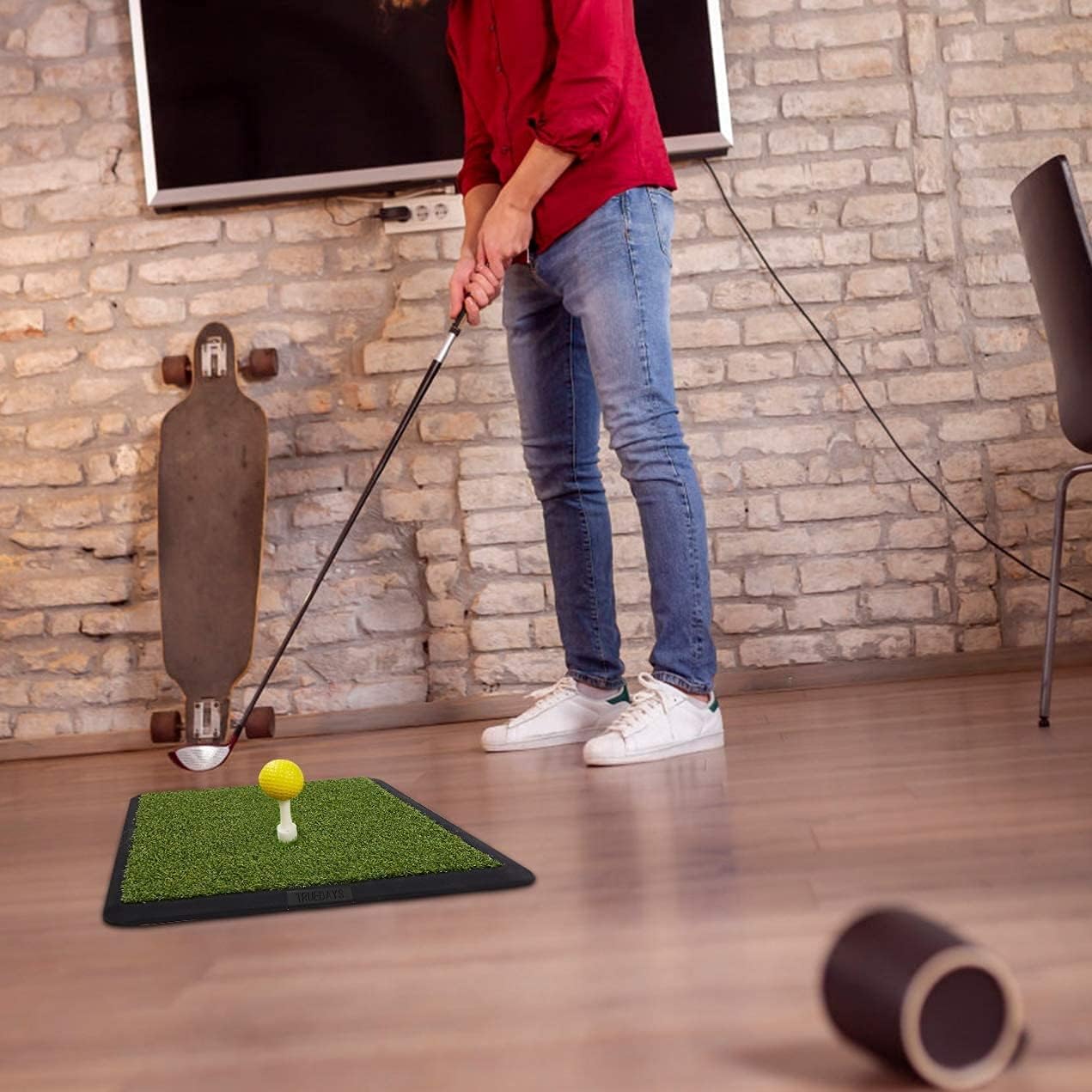 TRUEDAYS Golf Hitting Mat, Heavy Rubber Base Portable Golf Practice Hitting Mat with Tee for Indoor & Outdoor Golf Training : Sports & Outdoors