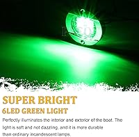 Vista 2 de PSEQT 4 Piezas Luces Interiores de Barco Marino de 3'' LED Verdes para Cubierta de Barco Luz de Cortesía Redonda 6 LED Luz de Popa Espejo de Popa