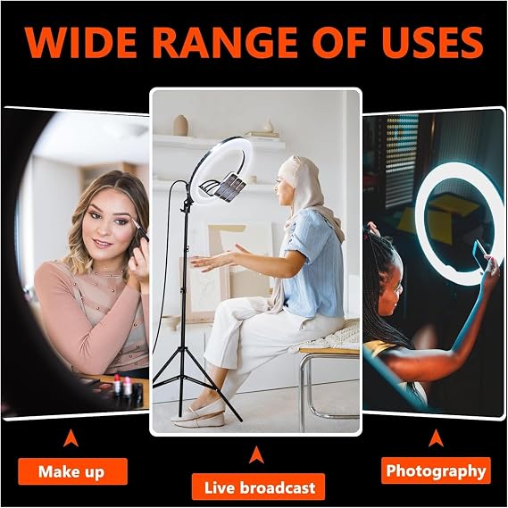 Profesyonel 21 İnç 65W Ring Light Çekim Işığı, 560 LED Ayarlanabilir Parlaklık Kumandalı Makyaj Kuaför Video Fotoğraf Aydınlatma, Döküm Ayaklı Tripod Stand ve Taşıma Çantalı Işık Seti