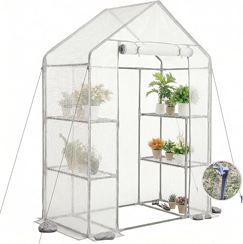 Walk-in Greenhouse 55*29*77in - Heavy Duty Outdoor Plant Shelter with Steel Frame & Durable PE Cover, Easy Assembly Garden Greenhouses for Patio/Lawn to Protect Plants from Frost & Rain