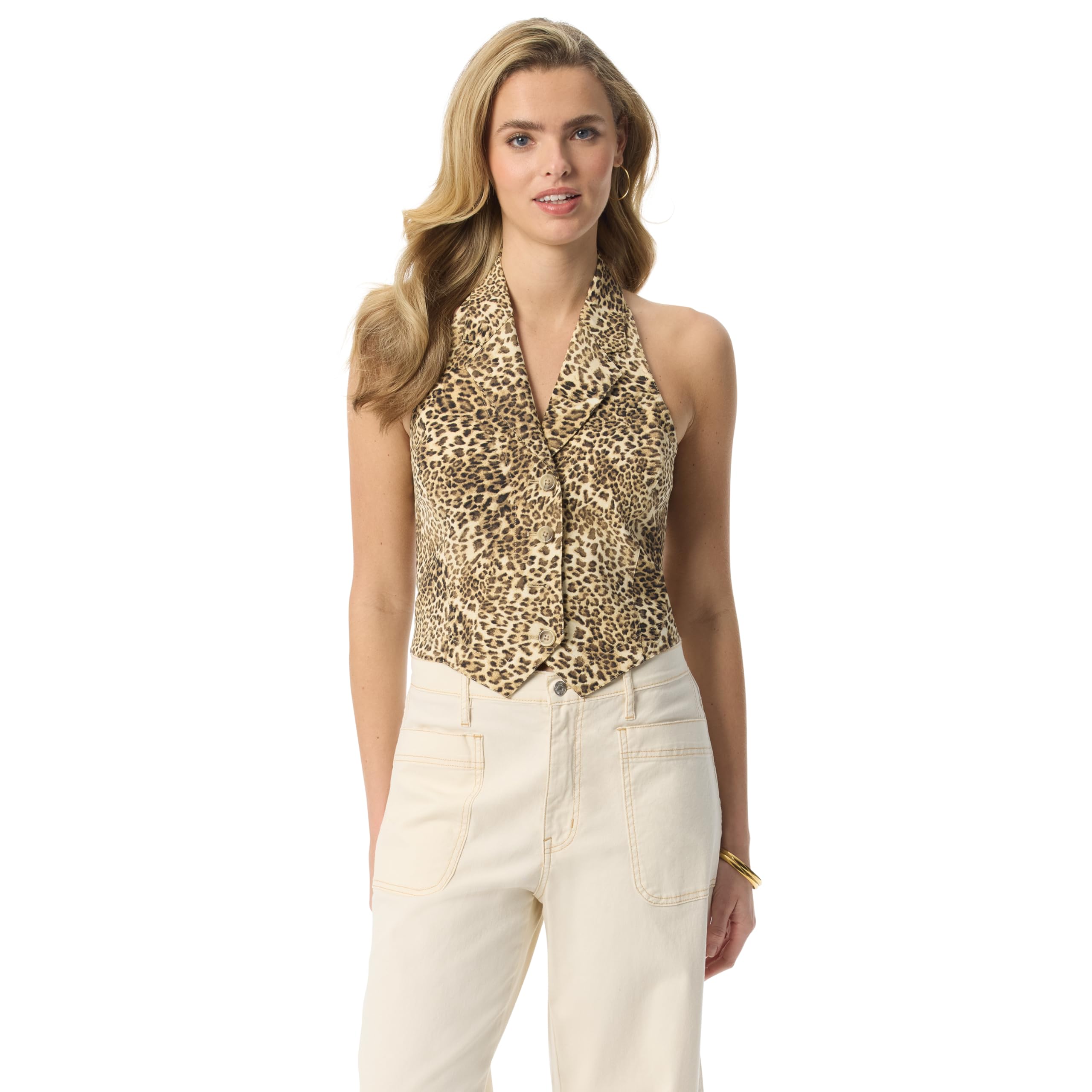 Jessica Simpson Womens Antonia Button Front Halter Vest Standard