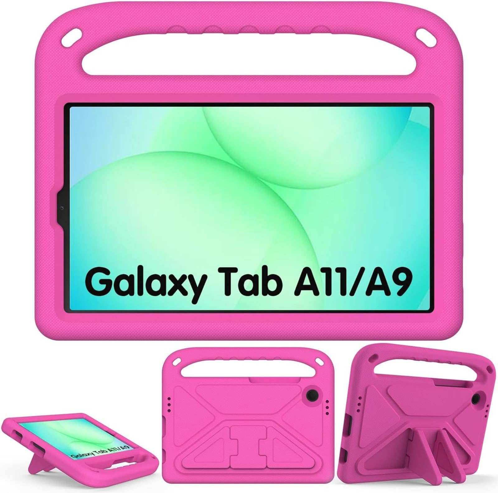 Kids Case Compatible with Samsung Galaxy Tab A11 8.7" 2025, Cute Full Body Protective Cover with Handle Stand, Lightweight Shockproof Cover with Kickstand for Galaxy Tab A11 2025 (Pink)