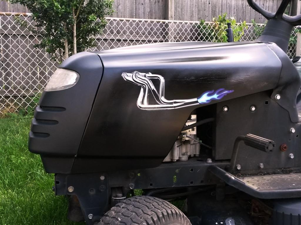 Racing Headers Decals - 2pc Set - Funny for hot Rod Lawn mowers Golf carts UTV Tool Box (Red & Orange)
