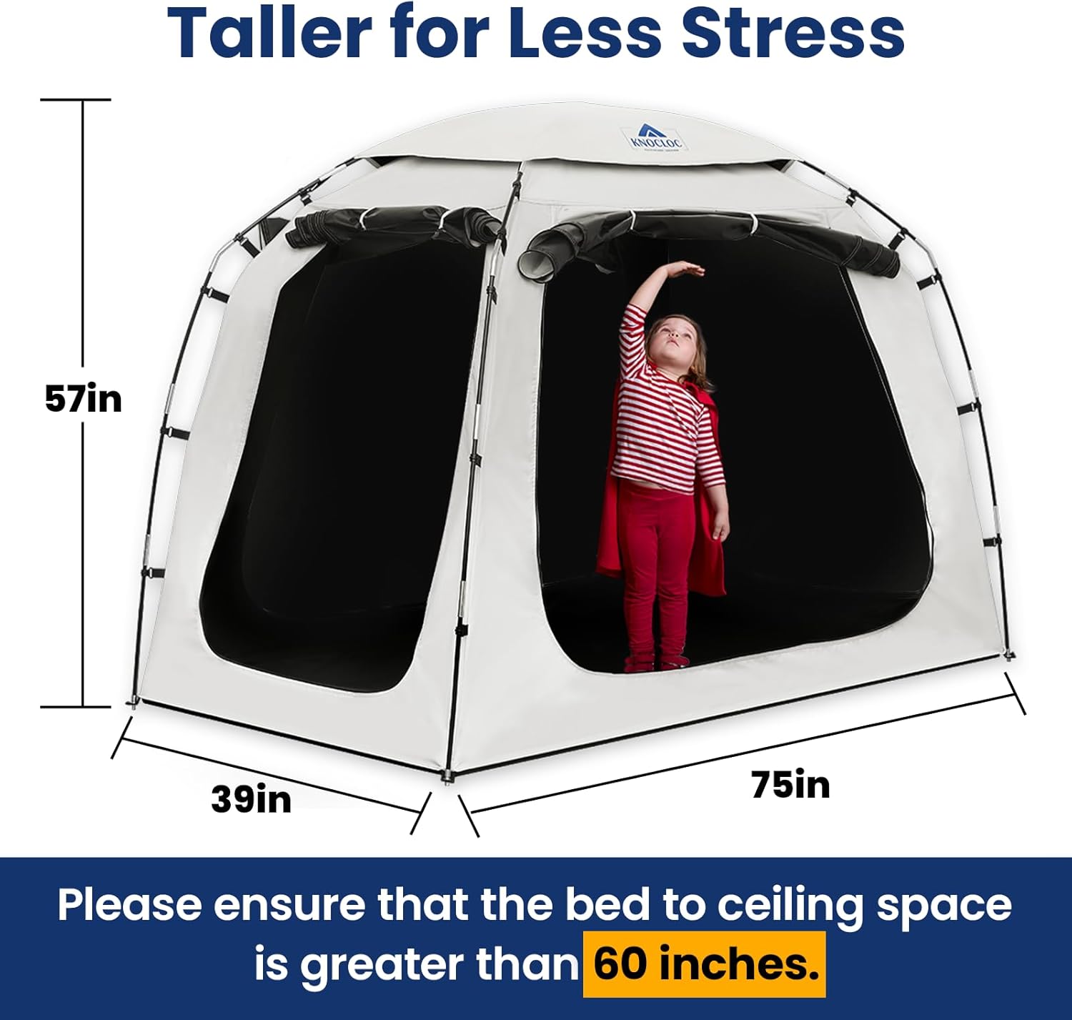 Blackout Bed Tent Twin for Kids, with Large Top Vent & Removable Cover for Better Airflow & Long Term Use, Sensory Bed Tent for Autism Adult Calming, Privacy (Ivory, Twin)