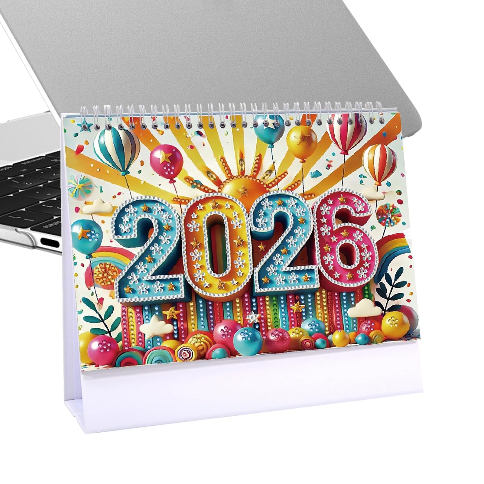 Calendario de escritorio 2026 con arte de gemas para mesa y planificación 8