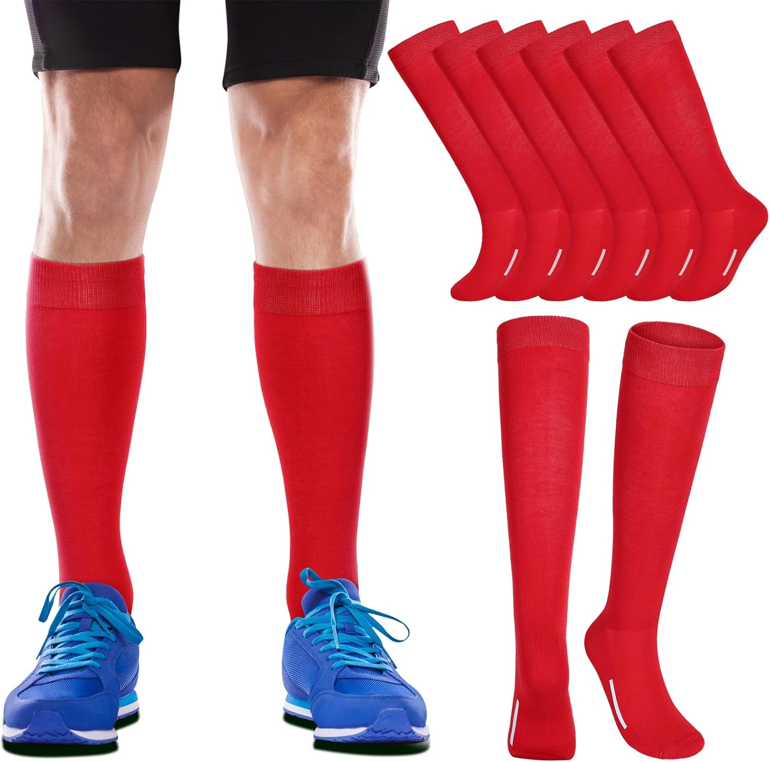Haysandy 48 Pairs Soccer Socks Baseball Softball Football Team Training High Long Tube Socks Bulk Sport Unisex for Youth