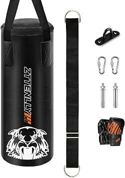 Kids Punching Bag with Gloves - PU Leather & Adjustable Height Strap - Boxing Bag Set for 3-8-14 Years Kids/Youth Great for Boxing, MMA, Kickboxing
