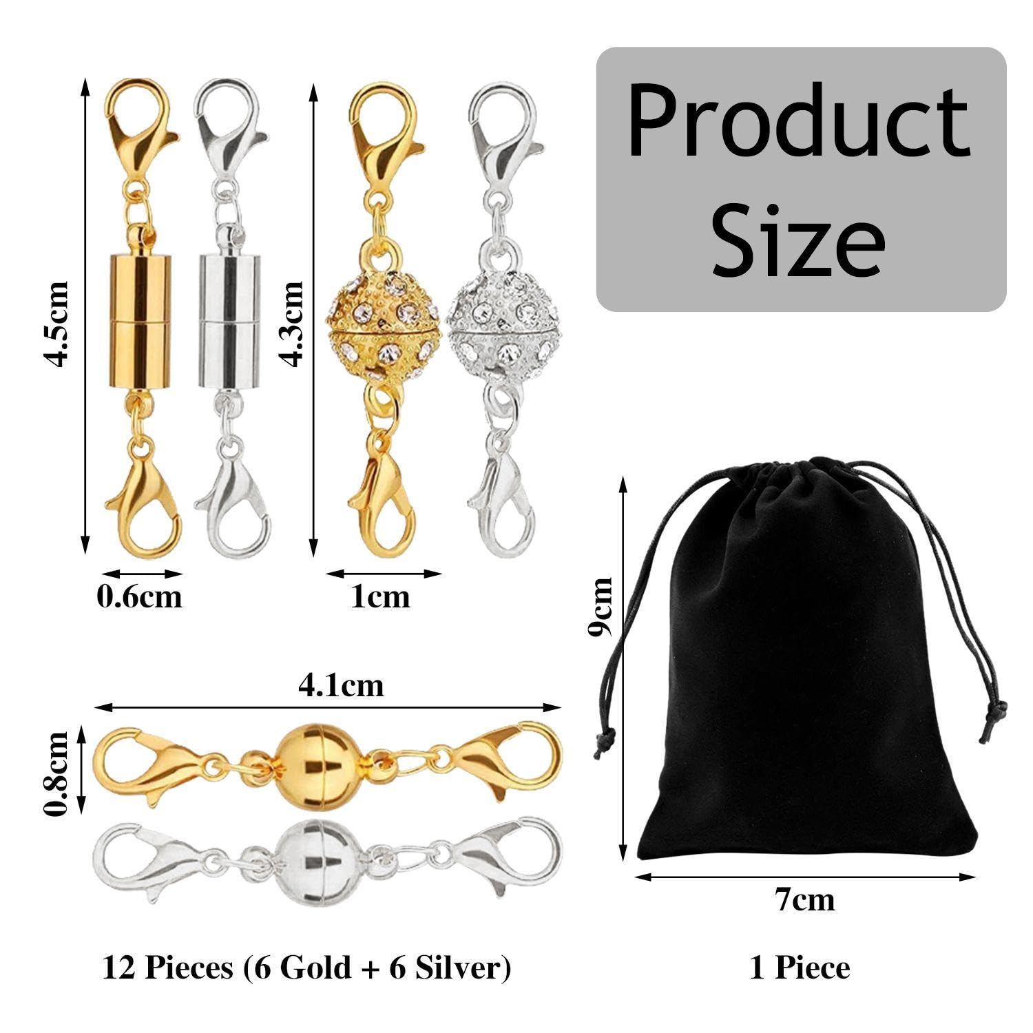 EOWVISN 12 Pieces Of Magnetic Jewelry Buckles, 1 Piece Of Storage Bag, Strong Magnetic Design, Provide Firm Support - Image 2