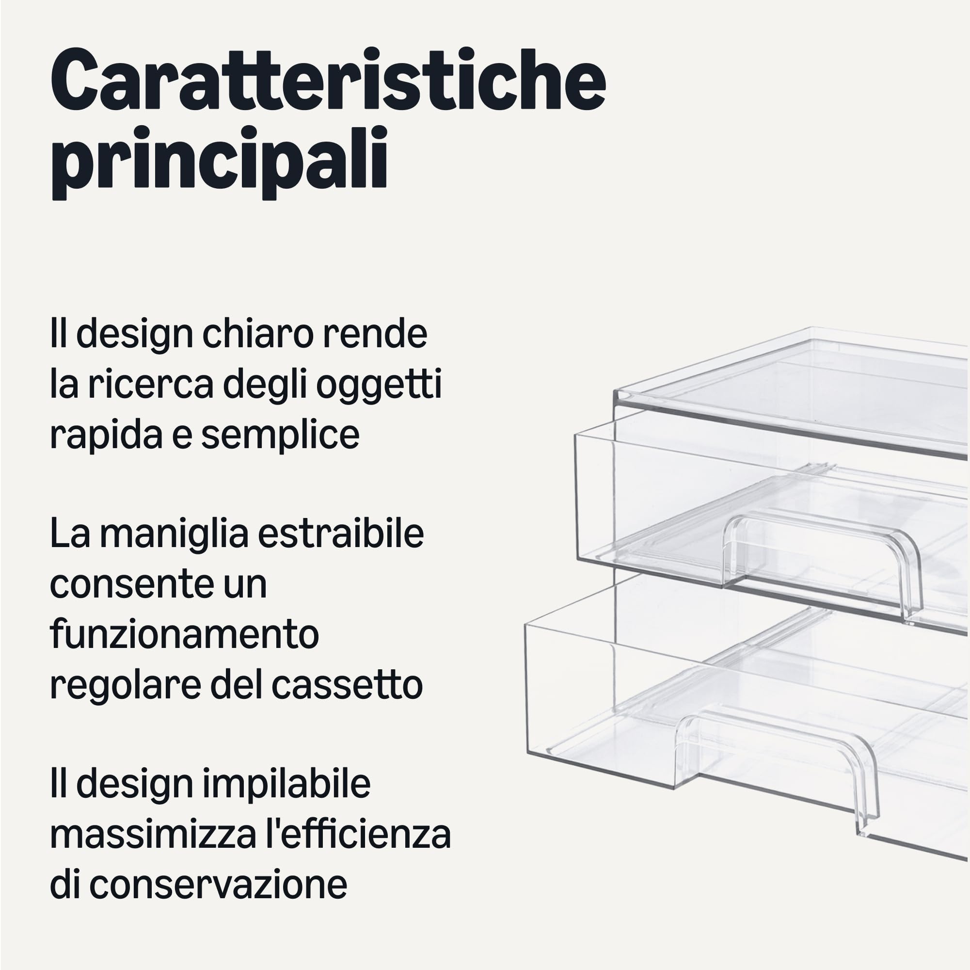 Amazon Basics Organizador de Maquillaje Apilable con Cajones de Plástico, Transparente, 30,8 x 19,2 x 9 cm