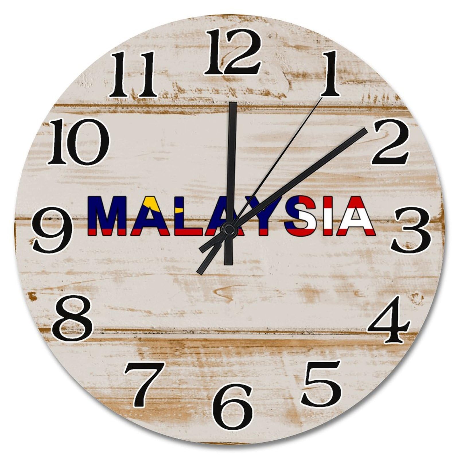 Horloge murale drapeau Malaisie silencieuse 30,5 cm pour éliminer le tic-tac