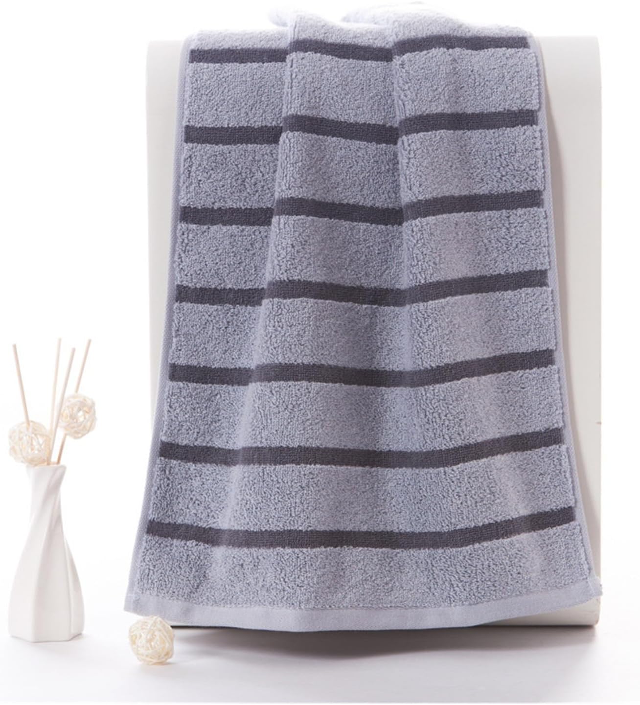 Cotton Thick Towel Set of 2, Absorbent Soft Face and Bath Towel, Grey Brown
