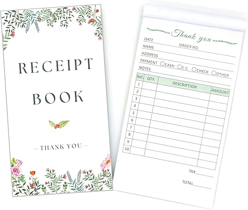 Libro de recibos de agradecimiento para pequeñas empresas de 4 x 7 pulgadas 2 partes sin carbono blanco amarillo 50 juegos 100 hojas por libro con