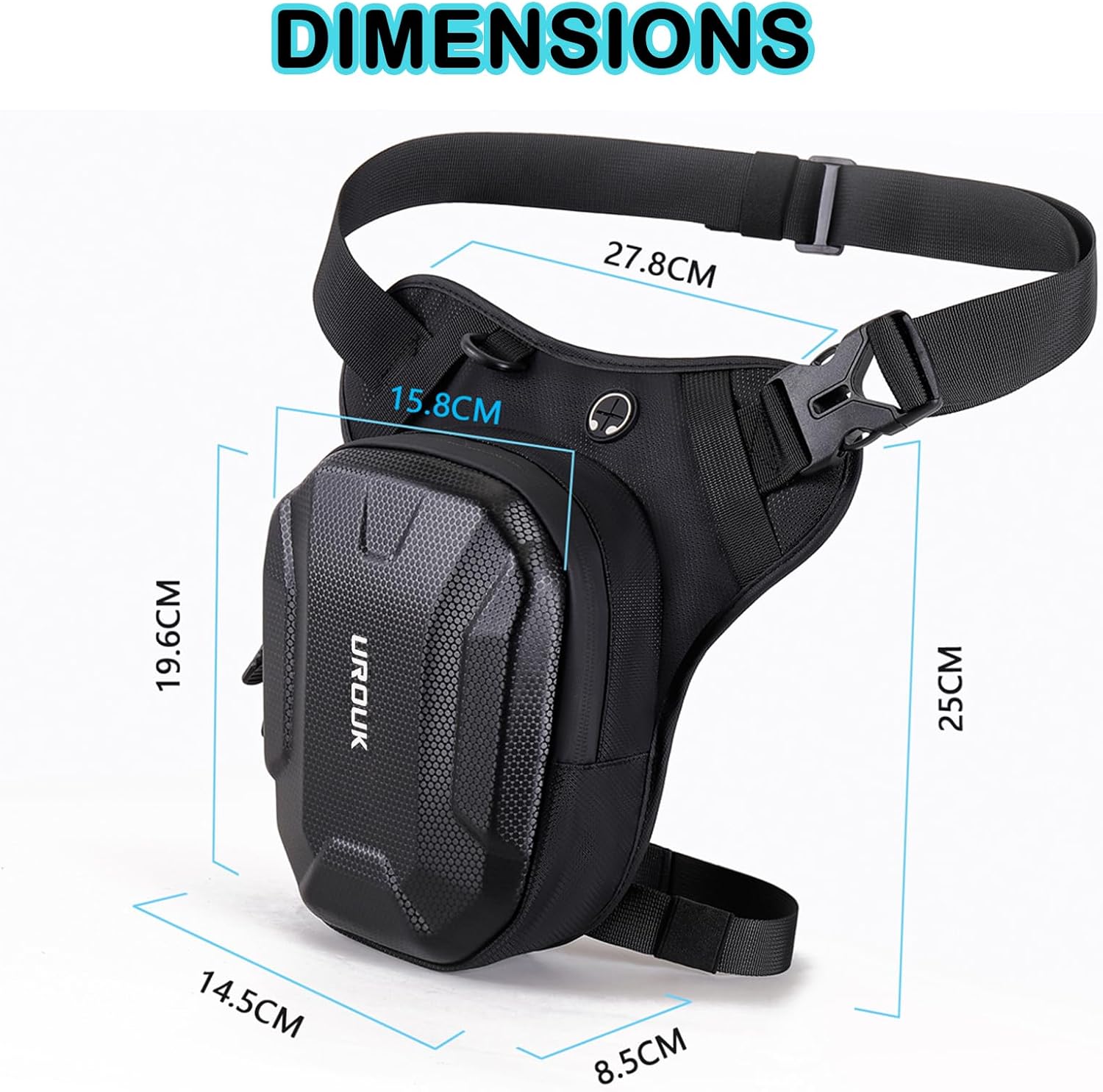 Motorcycle Drop Leg Bag For Men Women Tactical Thigh Bag With Leg Strap Waterproof Leg Pouch Hard Shell For Travel Outdoor Motorcycle Riding Black
