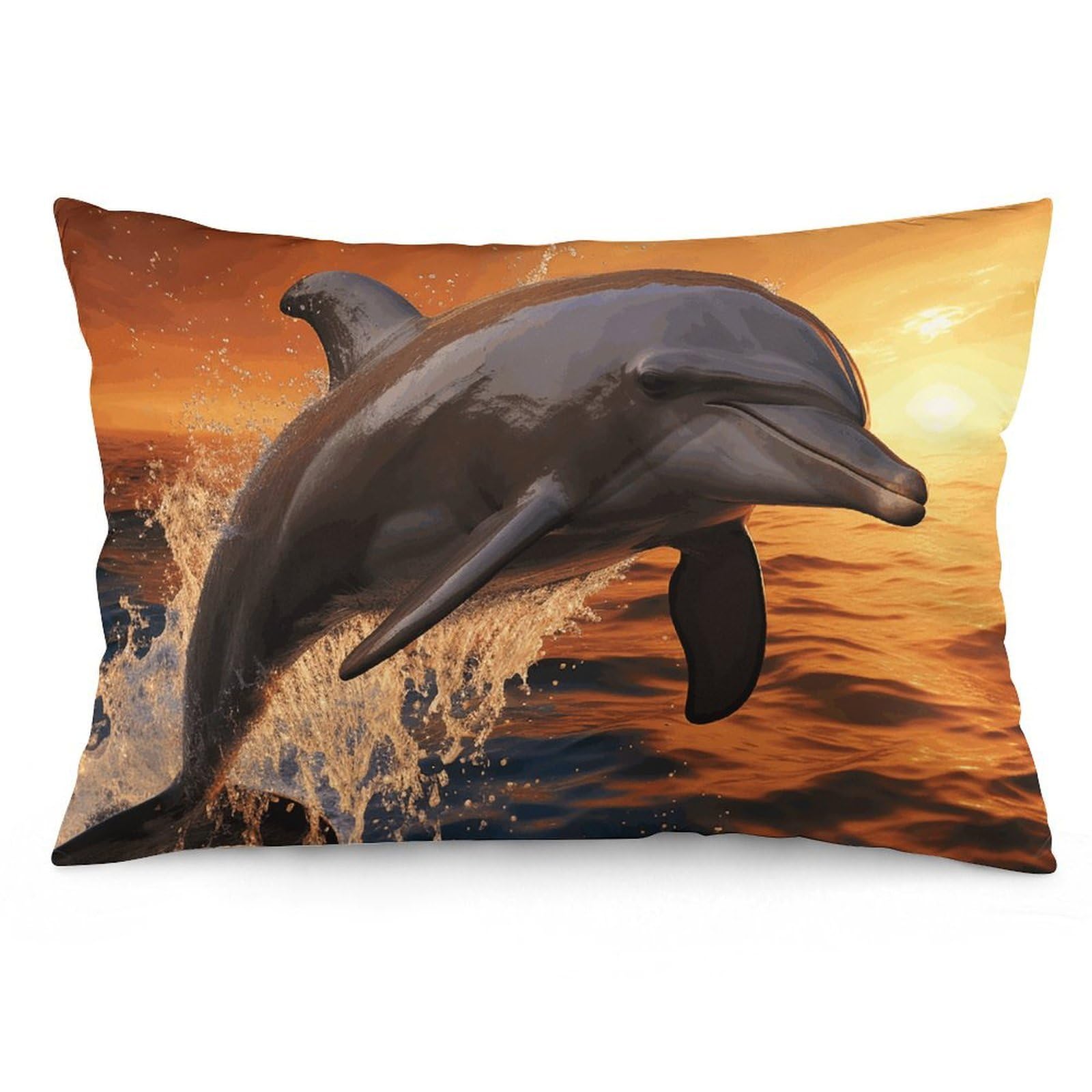 NTVOWPZO 2 Pack Decoration Throw Pillow Covers 12 "x20 Pillowcases Covers Dusk Dolphin Pillowcases Modern Farmhouse Home Decor Sofa Cushions Covers for Couch Bed Living Room