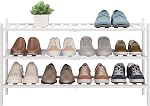 BMOSU 2-Tier Organisateur de rangement de étagère de chaussures empilables pour le placard de Hallway Salle de séjour Organisateur d'entrée (Bambou naturel)