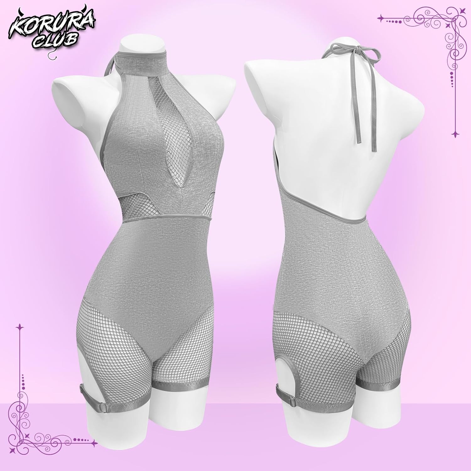KORURACLUB Turtleneck Bodysuit Fishnet Bodysuit Fishnet Lingerie Slutty Lingerie For Women Sexy Outfit