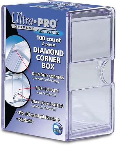 Ultra Pro Diamond Corners - Caja de almacenamiento de tarjetas transparente de 100 unidades (SF100D)