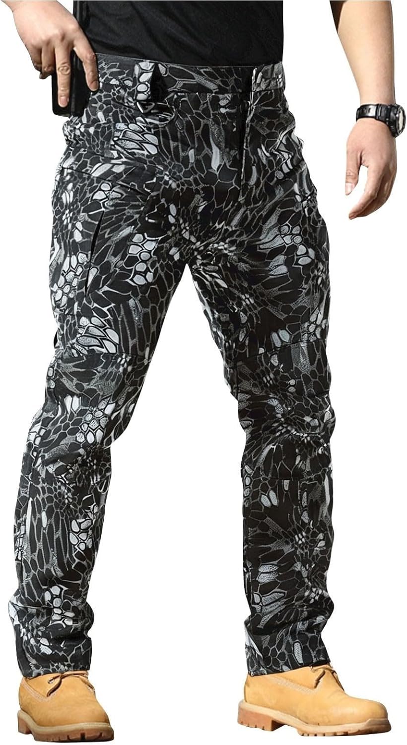 Men's Tactical Pants Stretch Ripstop with Multi Pockets Water Resistant Gusseted Work Cargo Pants