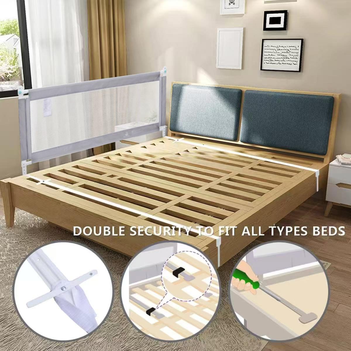 Seven Colors Bed Rails for Toddlers 180cm Bed Guard for Double/Single Bed Safety Rail for Queen/King Super King bed Extra Long Sleep Rail Bed bumber Bed Fence 1 Side - Image 3