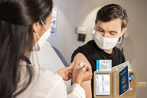 Miniatura 7 de Funda para pasaporte, cartera con bloqueo RFID, funda de piel para tarjetas, accesorios de viaje para mujeres y hombres, 111#Marrón, Ranura