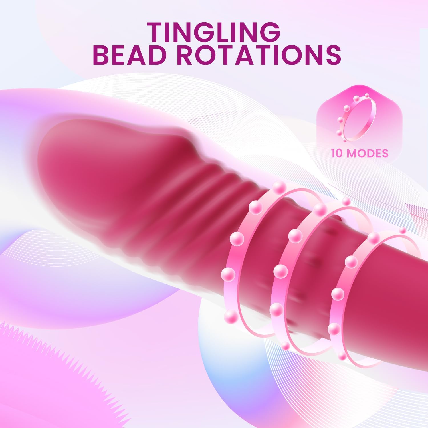 Rose Toy for Women Clitoral Stimulator & G-Spot Massager - 4-in-1 Thrusting Dildo with Licking Tip & Beads, 10 Vibrations 6 Thrusting Modes, Waterproof USB Magnetic Charging, Hands-Free - Rose Color