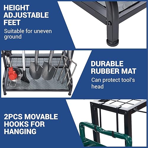 Miniatura 3 de Organizador de herramientas de jardín, estante de herramientas de patio que sostiene 55 herramientas de mango largorastrillosescobas para