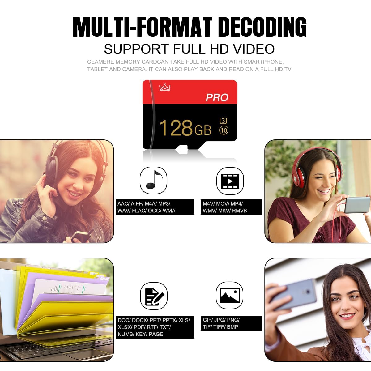 2 Pack Micro Memory Card 256GB Class 10 TF Card with Adapter High Speed Memory Card for Tablet,Camera,Drone — view 3