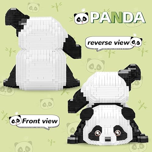 Miniatura 6 de QLT - Juego de bloques de construcción de panda lindo para bolsas de regalos, no compatible con animales de Lego, 1325 piezas de ladrillos de