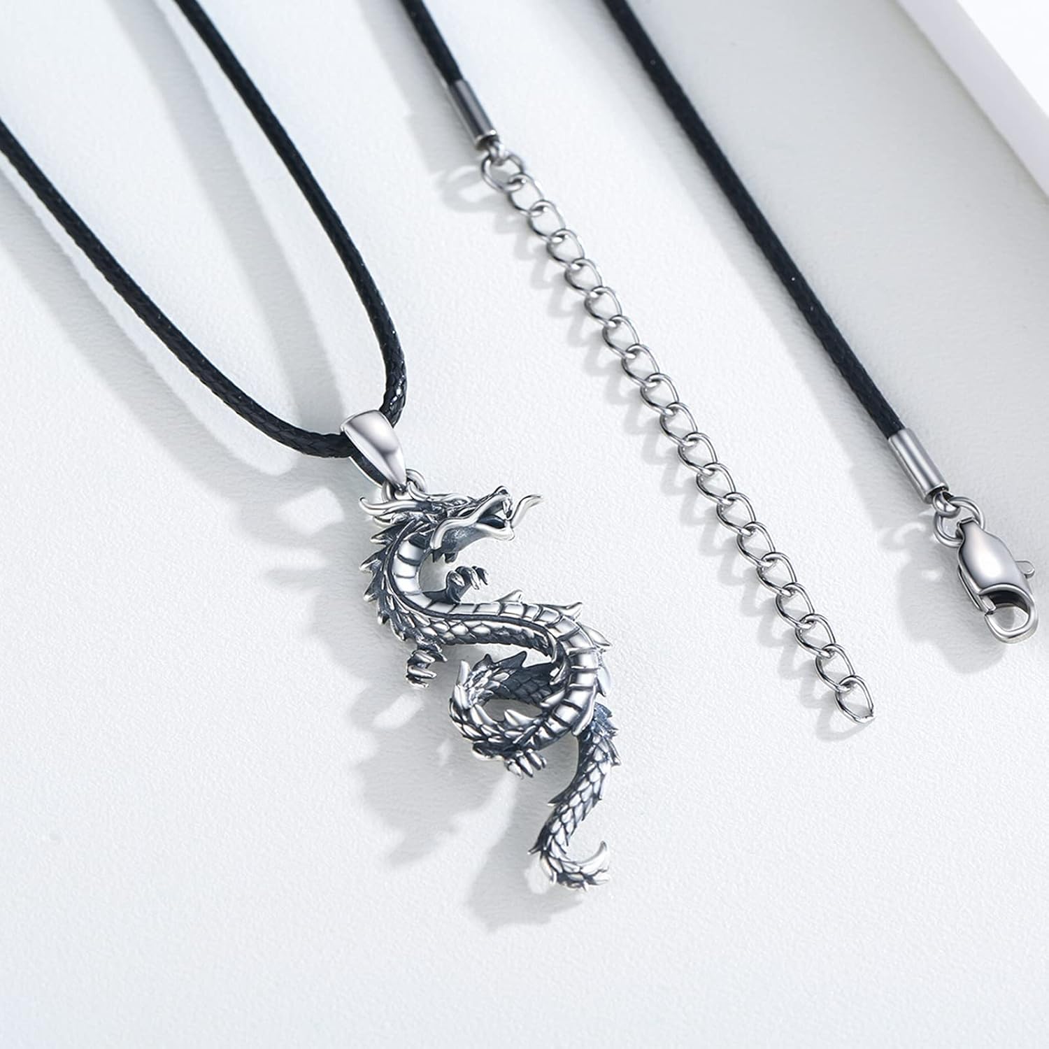Dragon Necklace 925 Sterling Silver Oxidized/Solid 24K Gold Over Dragon Pendant Unisex Jewelry Valentine's Day Gift for Men Women - Image 2