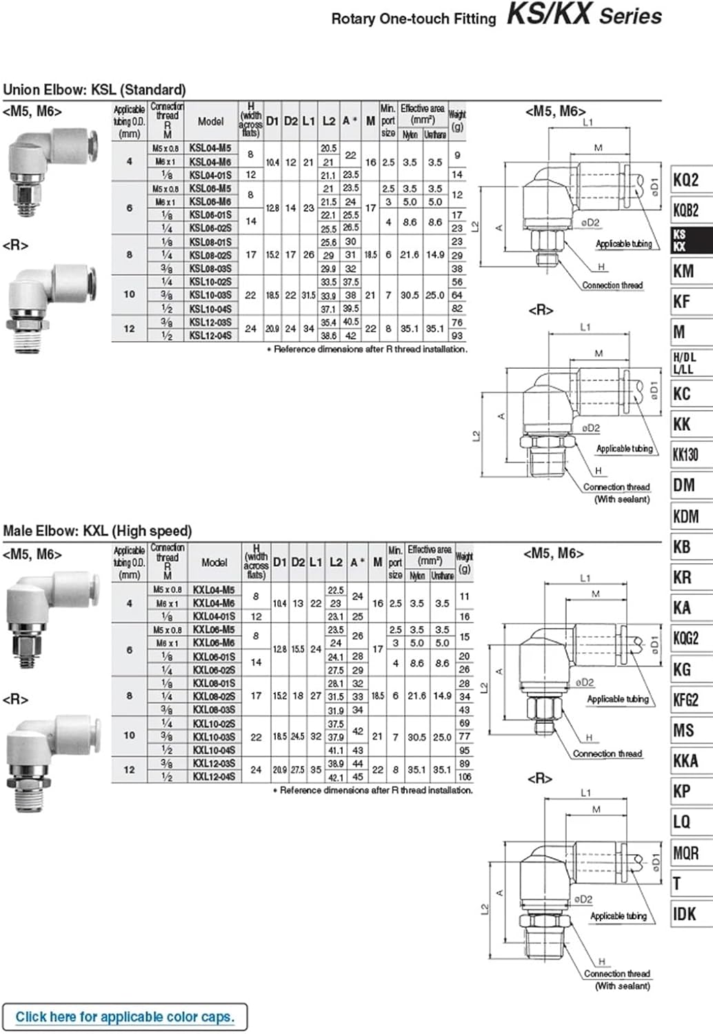 1PCS Rotary One-Touch Fitting Male Connector Male Elbow tubing O.D. 4 6 8 10 12mm Connection Thread M5 1/8 1/4 3/8(04-M6,KSL Male Elbow)