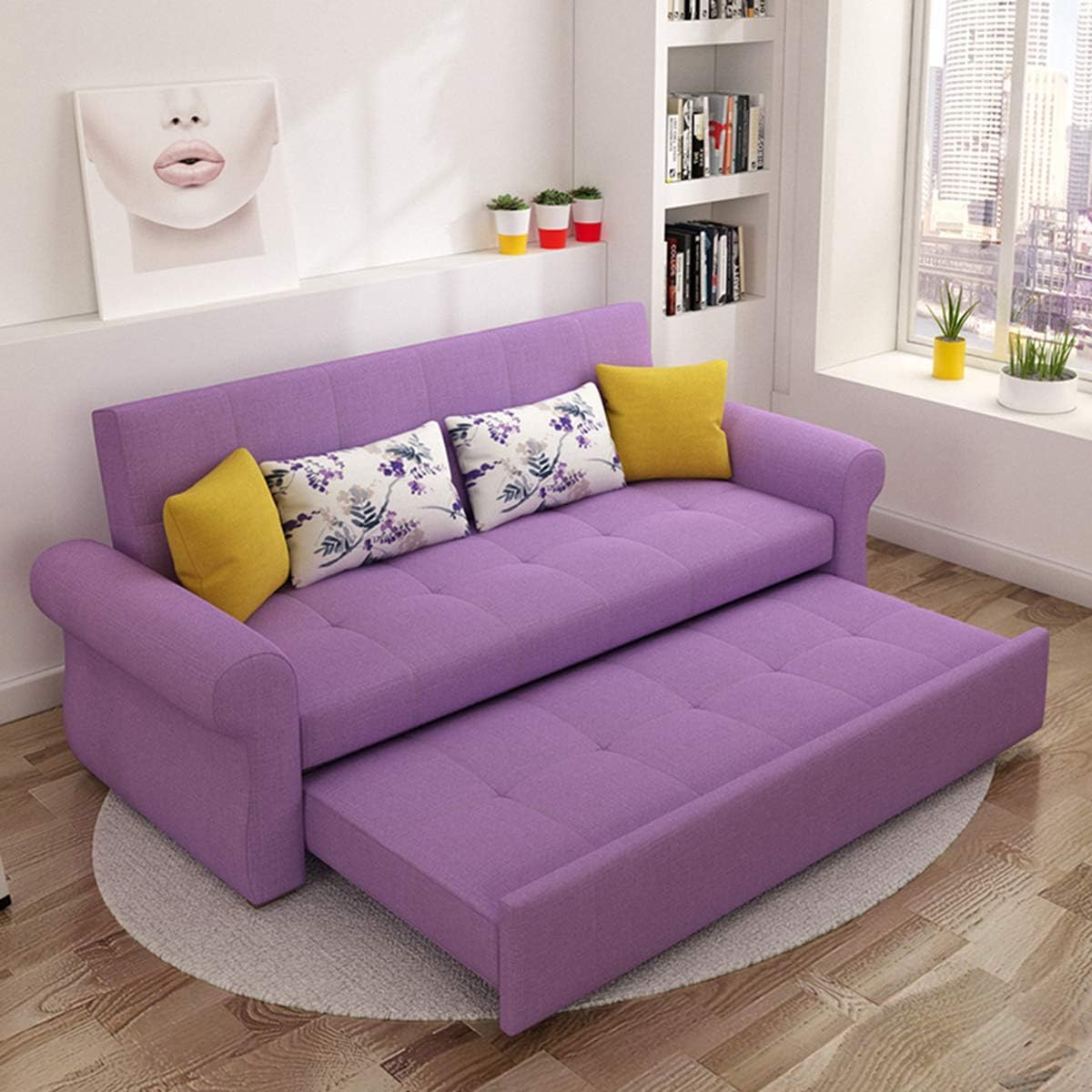 FAMOUS CRAFT Wood Sofa Cum Bed Chesterfield 3 Seater Luxury Living Room Bedroom (Purple) (B0D33T7LSQ) Amazon Price History, Amazon Price Tracker