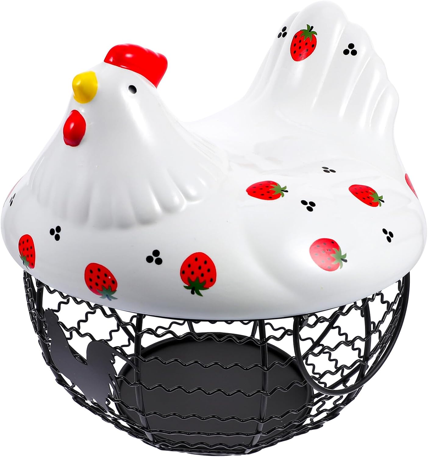 jojofuny Iron Art Egg Storage Basket with Decorative Water Ripple Design, Kitchen Fruit and Vegetable Organizer, Household Metal Wire Storage Basket for Countertop Use