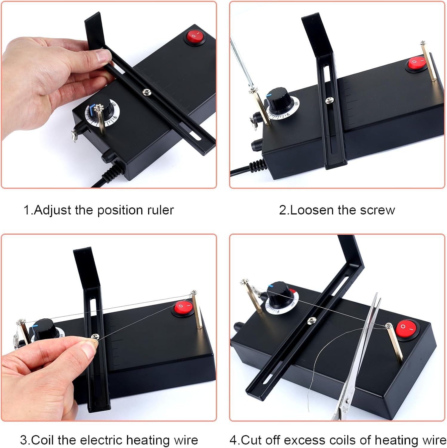 Electric Rope Cutter Hot Ribbon Cutting Machine with 3 Heating Wires Adjustable Hot Ribbon Cutter Machine Tool Mini Webbing Cutter Safe Electric Ribbon Cutter for Braided Elastic Band Ribbon