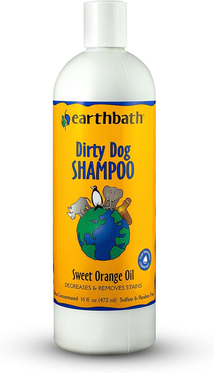 earthbath 2 Pack of Sweet Orange Oil Shampoo, 16 Ounces Each, Degreases and Removes Stains