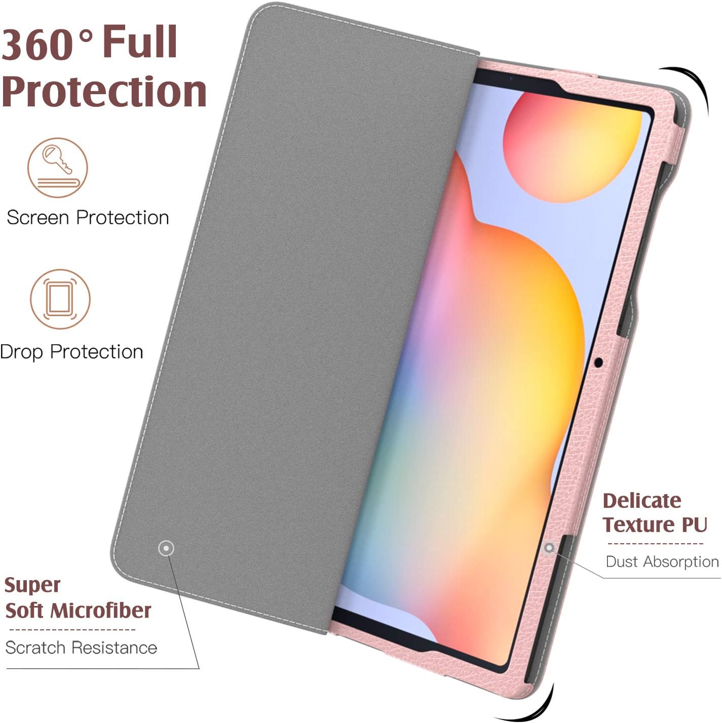 TiMOVO Case for All-New Samsung Galaxy Tab S6 Lite 10.4 Inch 2020 (SM-P610/P615), Premium Slim Folio Leather Stand Cover with Auto Wake/Sleep Fit Galaxy Tab S6 Lite 10.4 2020 Tablet - Rose Gold