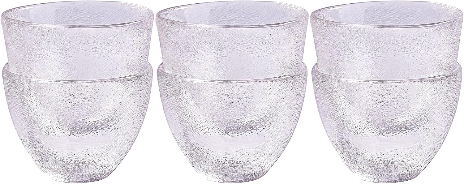 Glass Sake Cup Set of 4, 2.32'' Clear Textured Small Drinking Cups