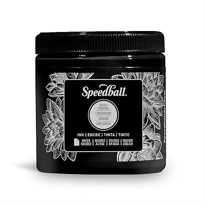 Speedball 3800 Water Soluble Block Printing Ink – Bold Color With Satin Finish Ap Non- Toxic 8 Fl. oz., Black