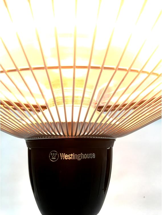 Westinghouse Table Top Outdoor Electric Patio Heater with Aluminum Reflector, Water Resistant, Auto Shut Off Tip Over Switch & Overheat Protection, Infrared Heater for Balcony, Backyard, Deck, More