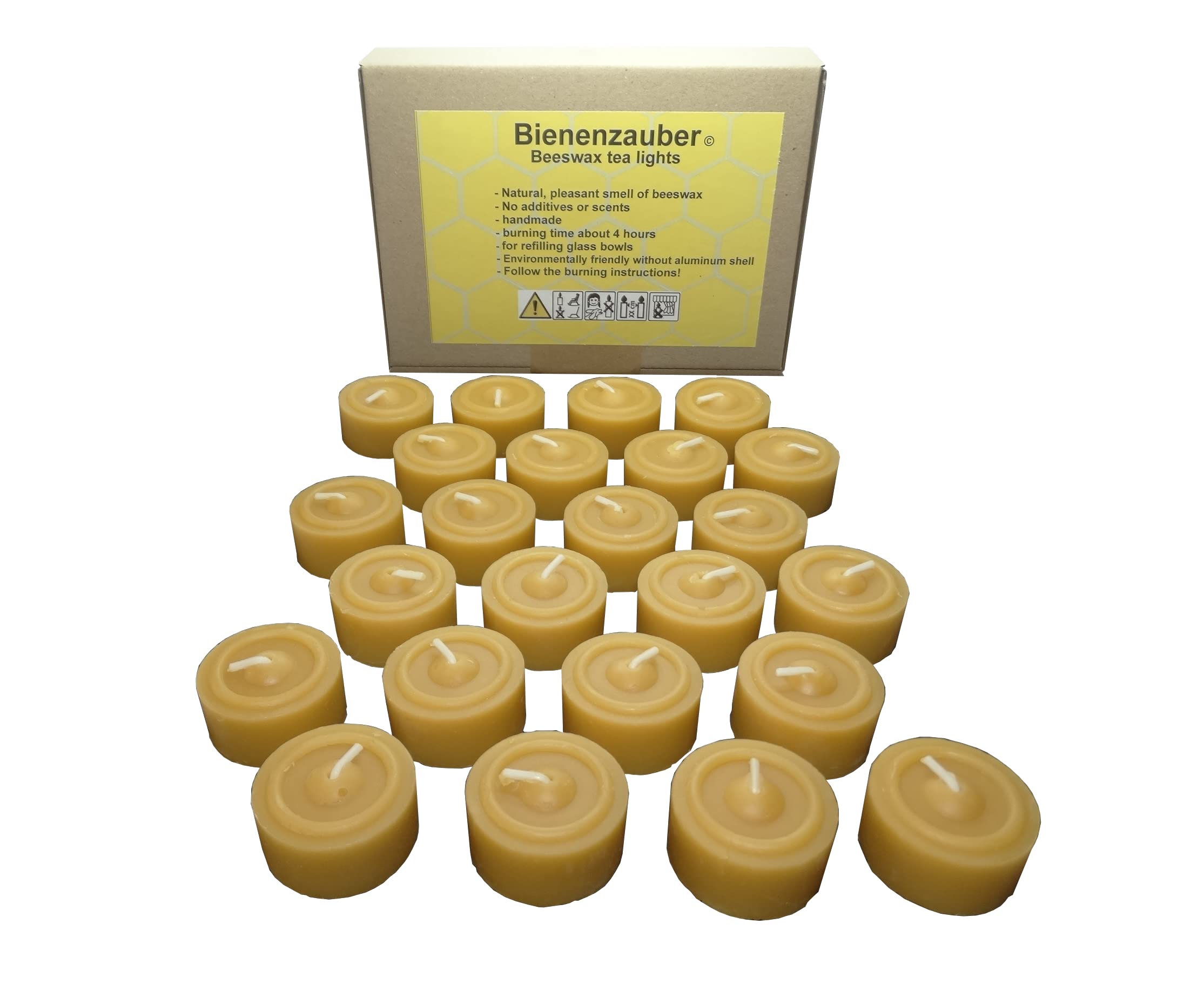 Juego de 24 velas de té hechas a mano directamente por el apicultor para un agradable aroma a cera de abejas y un ambiente único