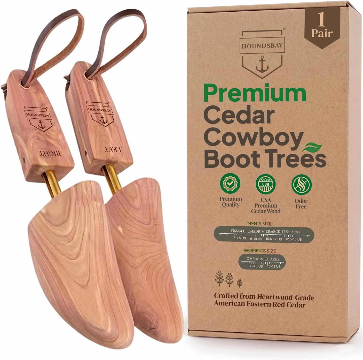 HOUNDSBAY Cowboy Boot Trees, Cedar Western Boot Tree for Men & Women, Shoe Tree for Boots, Boot Stretcher & Shaper