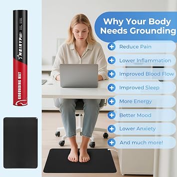 Professional Grounding Mat with Carbon Fiber Technology | 24x16 Indoor Earthing Pad + 15ft Medical-Grade Cord | Cellular Energy Renewal & Inflammation Support