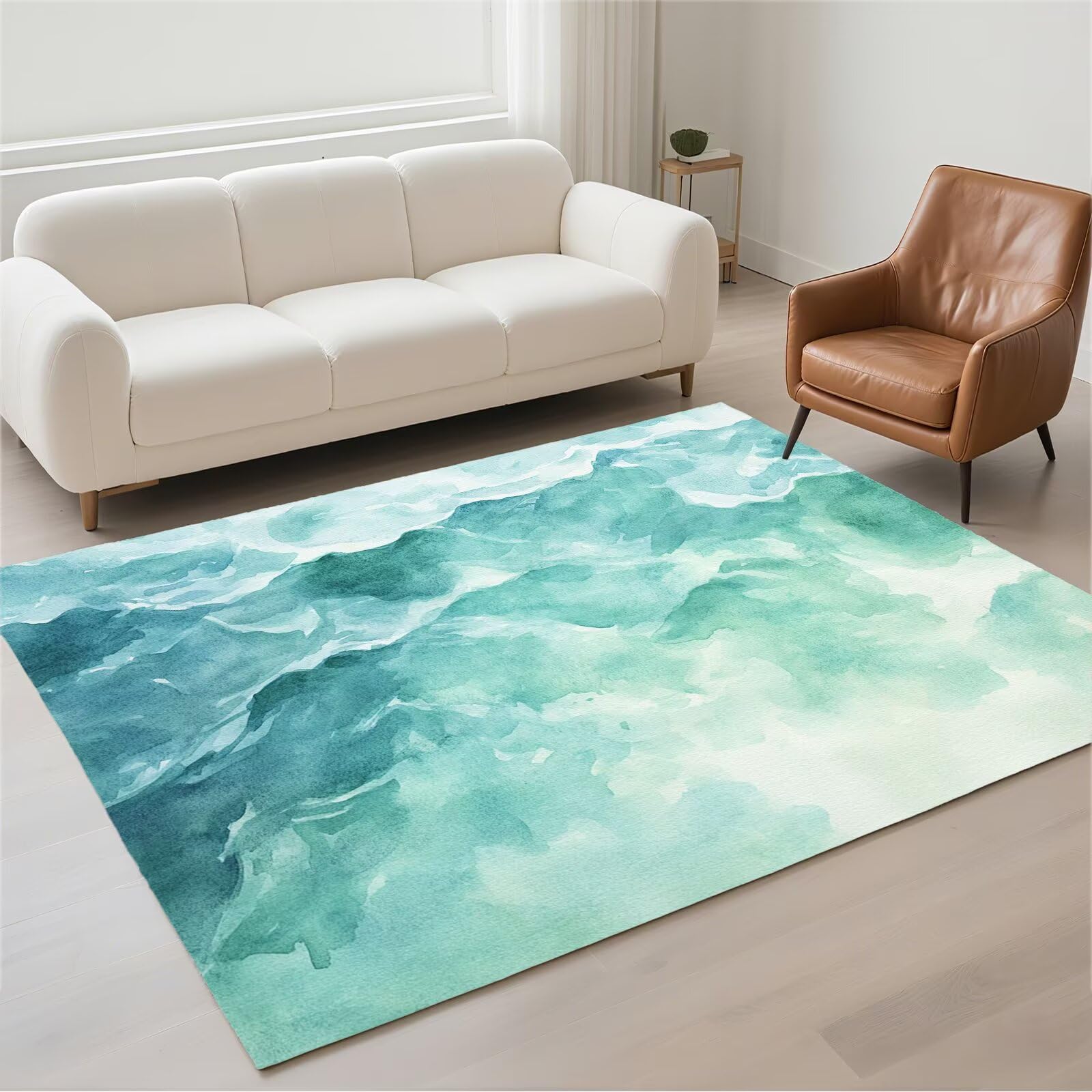 Tapis de salon imperméable anti-glisse facile à laver en machine