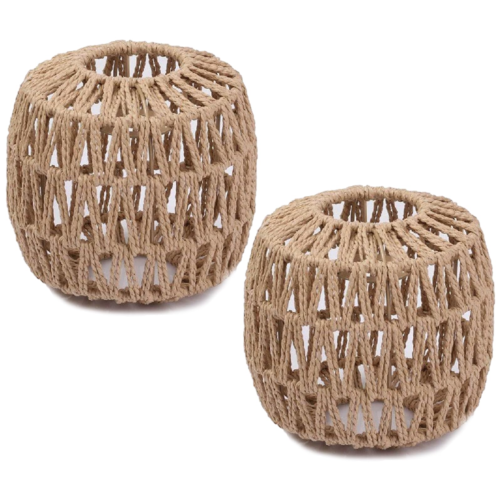 2 Pcs Rattan Lampshade, Wicker Lampshade Rattan Light Shade for Ceiling Lights Living Room Bedroom Kitchen Hallways