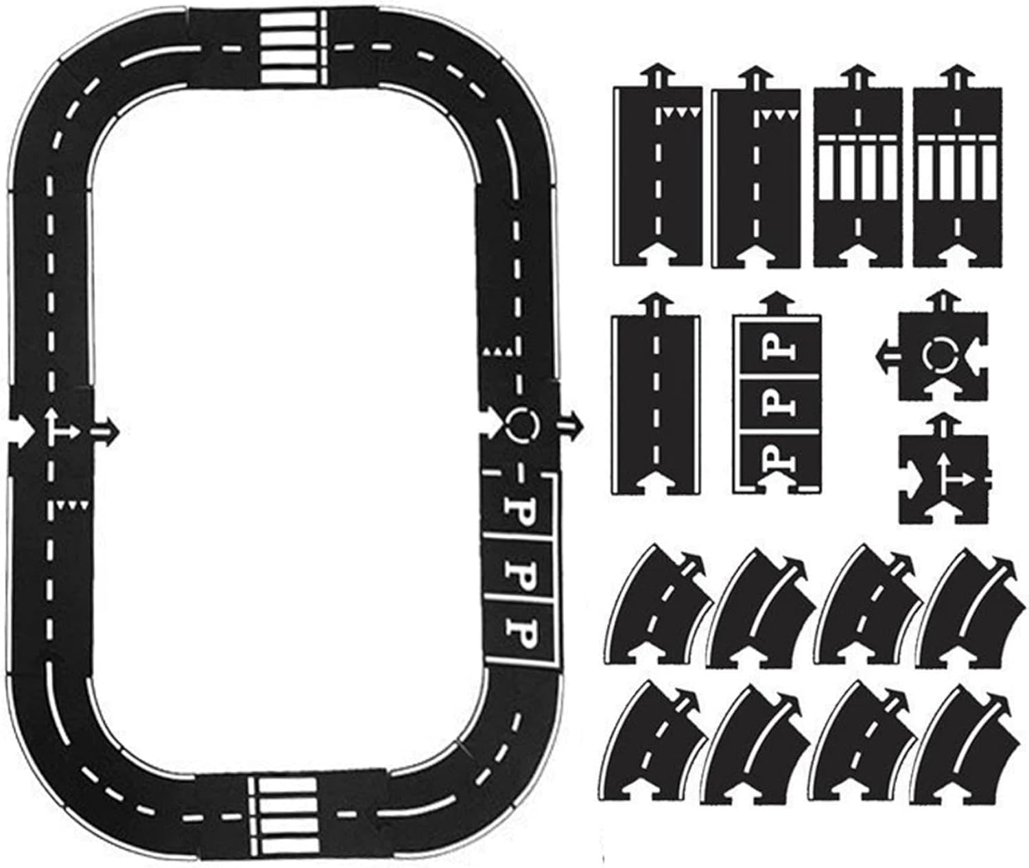 Flexible Car Tracks for Kids, Indestructible Waterproof Modular Puzzle Track, Flexible Expressway Circuit Set Toy for Indoor Outdoor(16PCS)