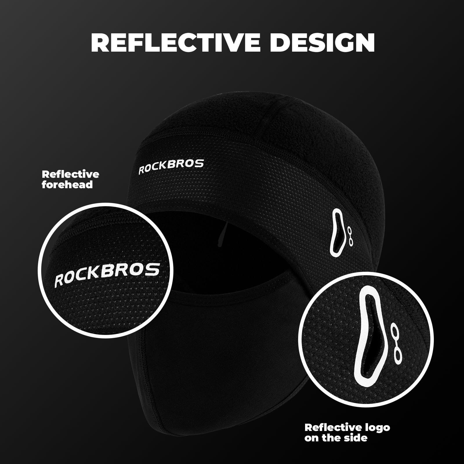 ROCKBROS Zimowa czapka rowerowa Czapka pod kask dla mężczyzn i kobiet, wiatroodporna czapka termiczna pod kask z polarową podszewką i otworem na okulary